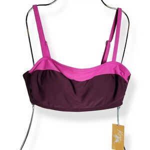 Kona Sol Colorblock Bandeau Bikini Top Large